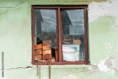 old broken window