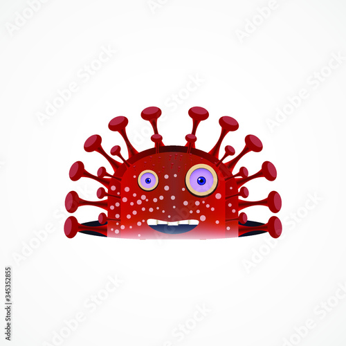 microbe, bacterium red color, virus, icon, emblem, virology vector illustration