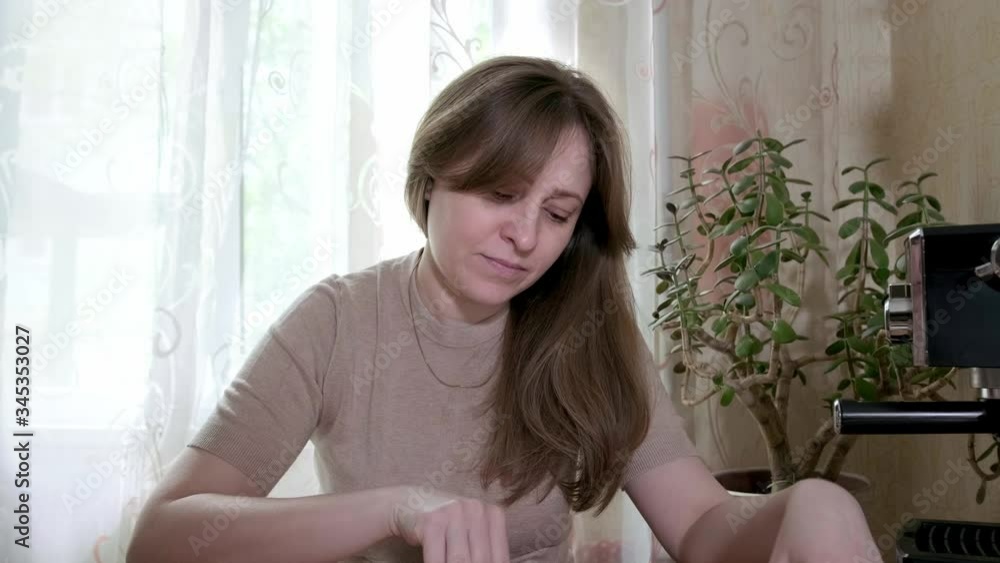 Woman working from home having a video conference call