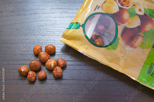 Hazel-nuts on an ebony