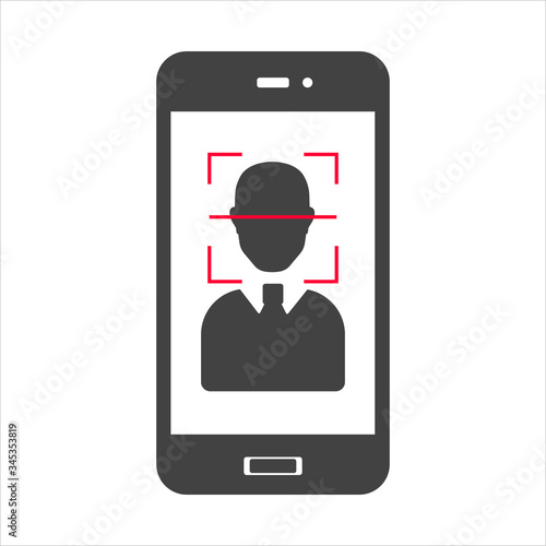 Vector icon identification of the person on white isolated background.