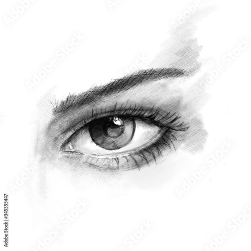 An eye drawn with a pencil, vector illustration