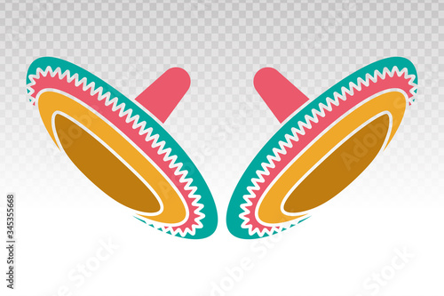 Sombrero / colorful Mexican hat flat icon on a transparent background