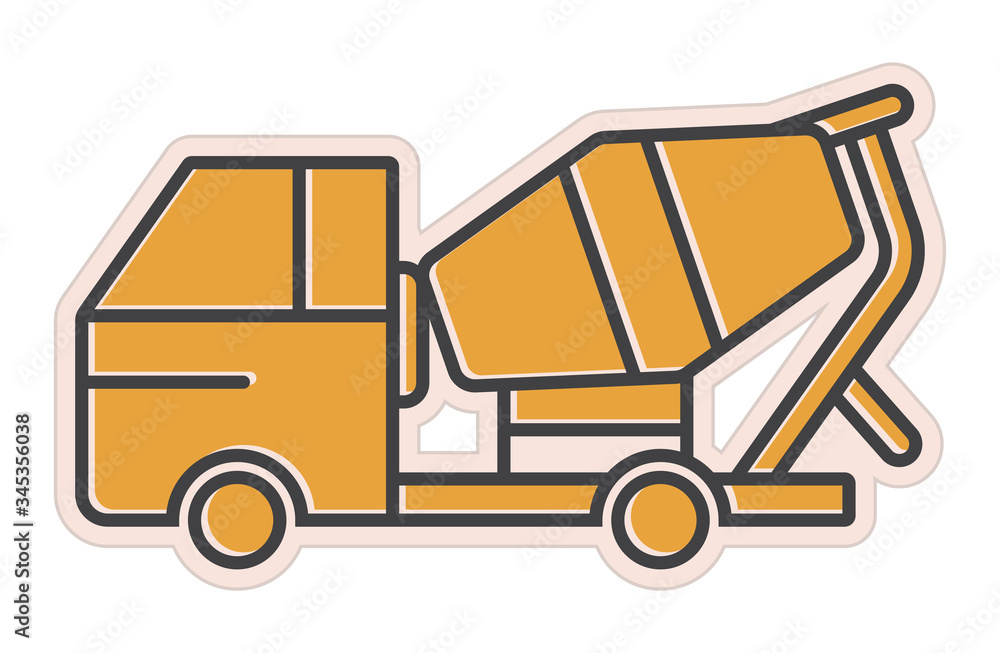 concrete cement mixer truck flat icon for apps or websites