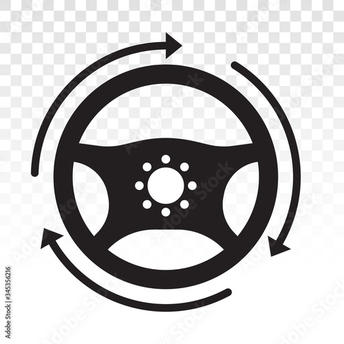 Car / automobile steering wheel or driving wheel flat icon on a transparent background