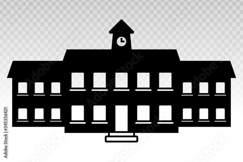 School building flat icon for educational apps and websites