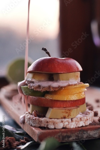 Creative sandwich, design food, crazy modern view of healthy food, summer mood