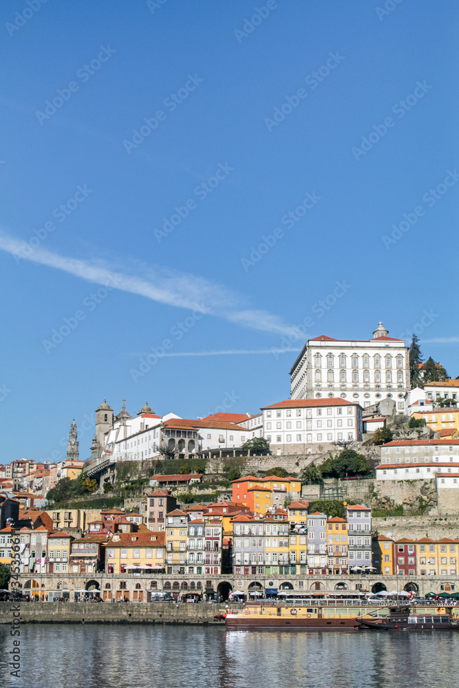 Panoramic landscape view on the old town with Douro river in Portugal