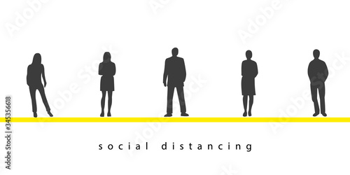 People standing in a queue.