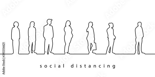 People standing in a queue.