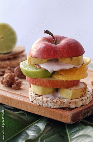 Obraz na płótnie Creative sandwich, design food, crazy modern view of healthy food, summer mood w salonie