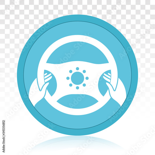 Car / automobile steering wheel or driving wheel flat icon for apps or websites