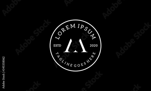 vintage style initial M and A with circle stamp logo design concept