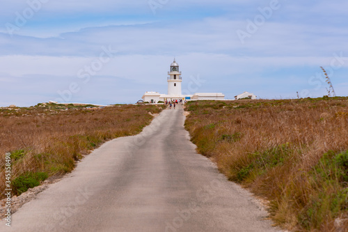 Way to the lighthouse (Faro de Cavalleria). Island of Menorca, Balearic islands, Spain