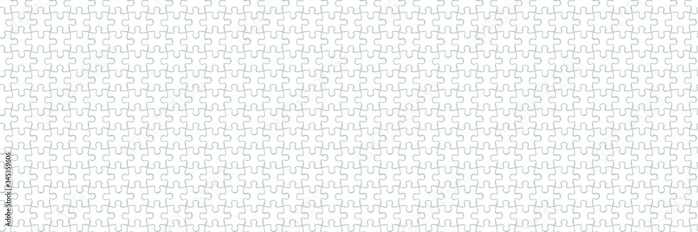 Black and White Seamless Geometric Pattern with Grid. Jigsaw Puzzle Pieces Isolated on White Background. Endless Template for Games. Vector Illustration