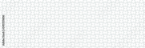 Black and White Seamless Geometric Pattern with Grid. Jigsaw Puzzle Pieces Isolated on White Background. Endless Template for Games. Vector Illustration