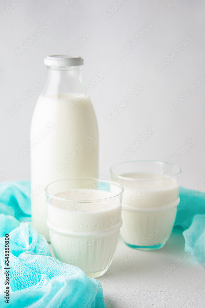 Homemade probiotic kefir drink with on the white background. Homemade probiotic kefir drink with on the white background.
