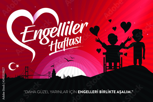 International Day of Persons with Disabilities Greeting Card.  Turkish Translate: Engelliler haftası, Engel Yok, Tebrik Karti.