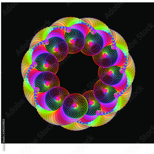 Sacred Geometry - Torus rainbow pattern, Vector Illustration