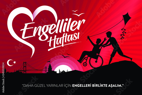 International Day of Persons with Disabilities Greeting Card.  Turkish Translate: Engelliler haftası, Engel Yok, Tebrik Karti.