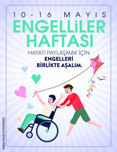 International Day of Persons with Disabilities Greeting Card.  Turkish Translate: Engelliler haftası, Engel Yok, Tebrik Karti.