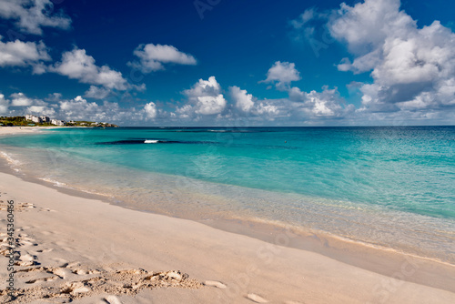 luxury and palm trees on the white sand tropical island of Anguilla