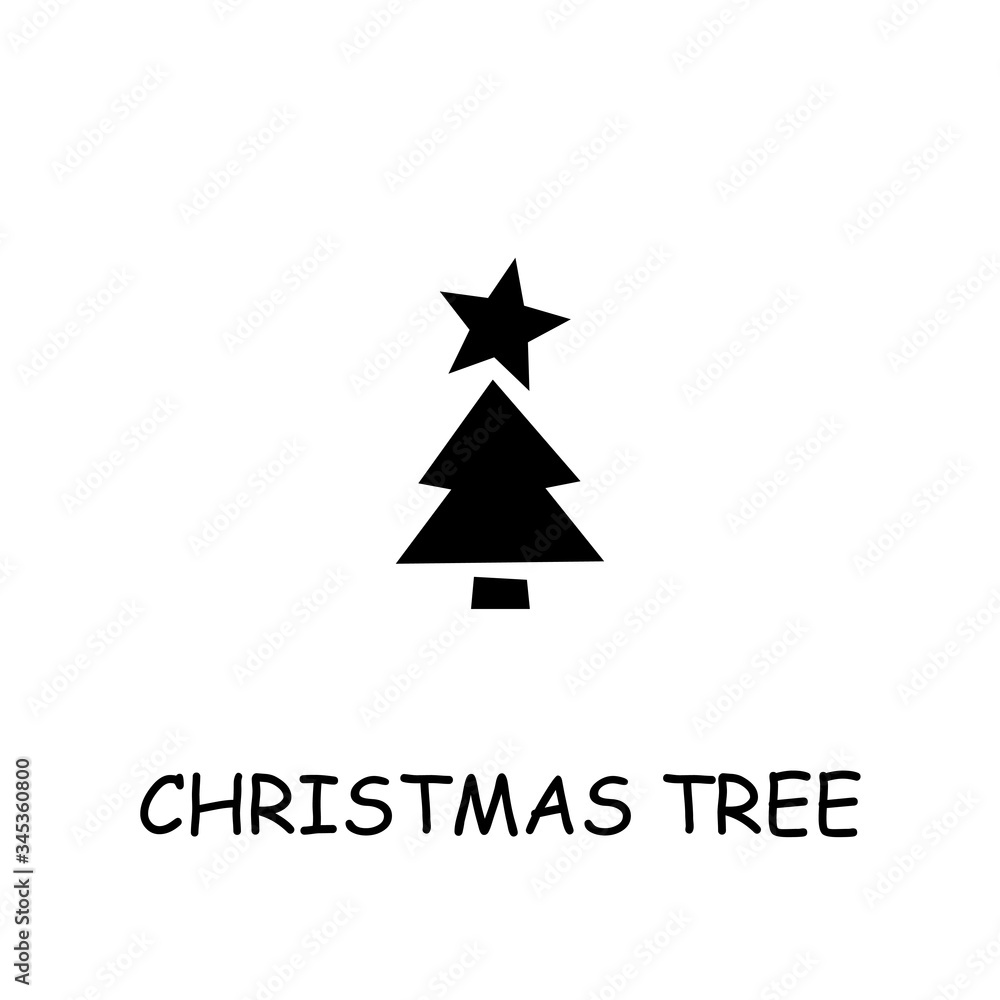 Obraz premium Christmas tree flat vector icon