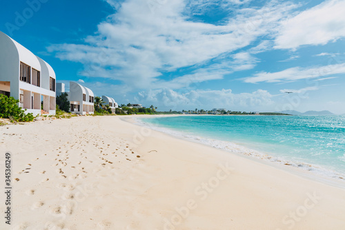 luxury and palm trees on the white sand tropical island of Anguilla