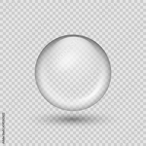 Translucent sphere with shadow on transparent background. Vector illustration.