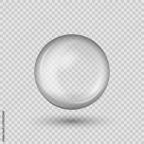 Translucent sphere with shadow on transparent background. Vector illustration.