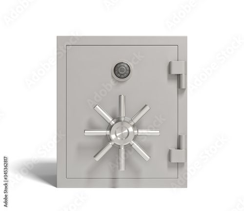 The metal safe isolated on a white background. Security storage. Keeping money. 3d rendering photo