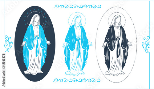 Holy Virgin Mary with greeting cards