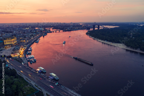 Wallpaper Mural Night aerial view of Kyiv city, Ukraine Torontodigital.ca
