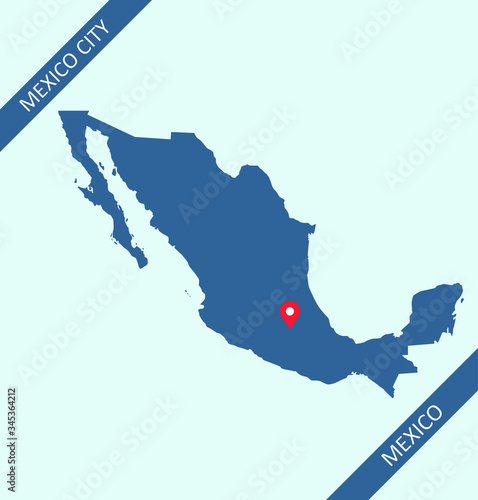 Map of Mexico with capital Mexico City photo