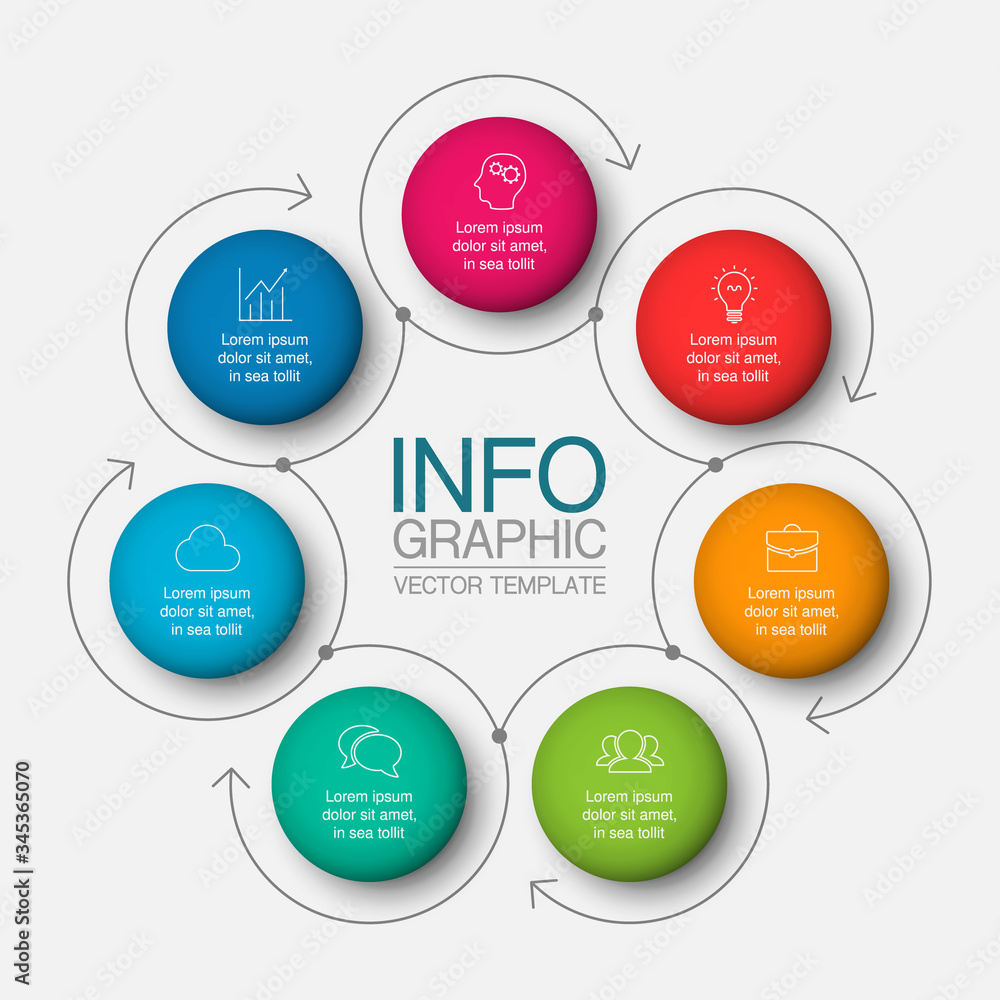 Vector iInfographic template for business, presentations, web design, 7 options. Vector iInfographic template for business, presentations, web design, 7 options.