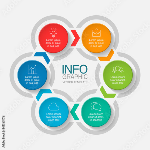 Vector iInfographic template for business, presentations, web design, 6 options.