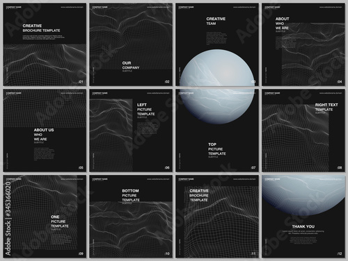 Brochure layout of square format covers design templates for square flyer leaflet, brochure design, report, magazine cover. Cyberspace technology, futuristic digital science technology concept.