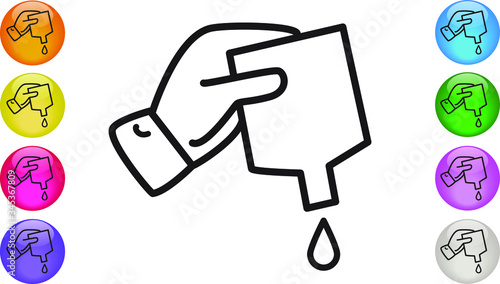 Hand pouring lotion or liquid soad symbol icon, sanitizer gel. Washing, Disinfecting concepts. Vector illustration EPS 10.