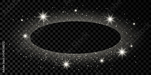 Silver oval frame with glitter