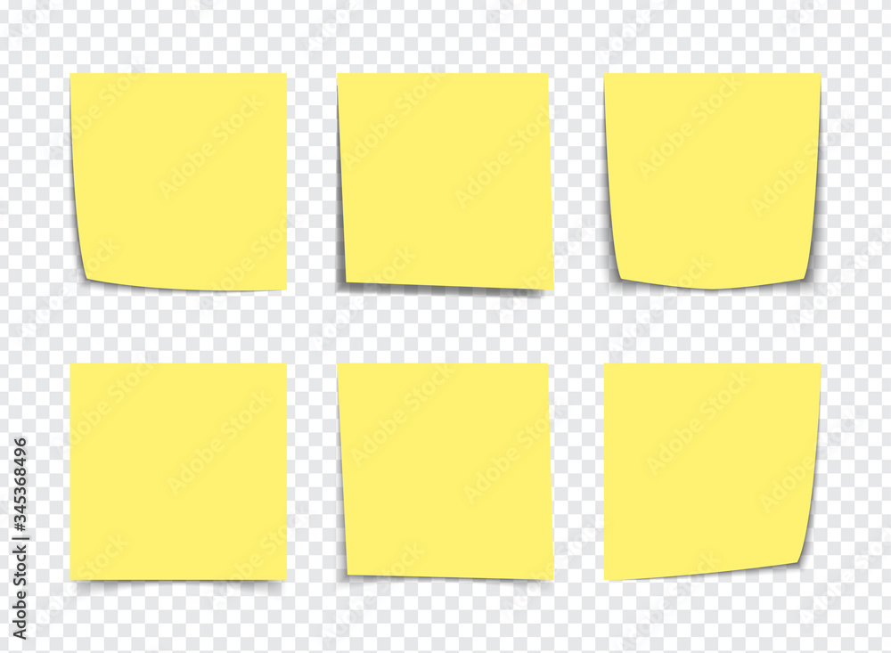Realistic Yellow sticky note notes isolated on white. Square sticky paper reminders with shadows, paper page mock up. Realistic Yellow sticky note notes isolated on white. Square sticky paper reminders with shadows, paper page mock up.