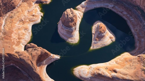 Aerial view of Reflection Canyon on Lake Powell near the city of Page in the State of Arizona. United States of America. America