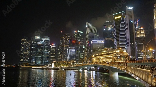 skyline of singapore city at night