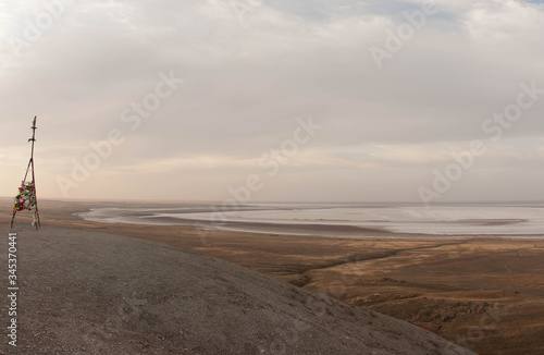 Beautiful view from Mount Bogdo at sunset, Russia photo