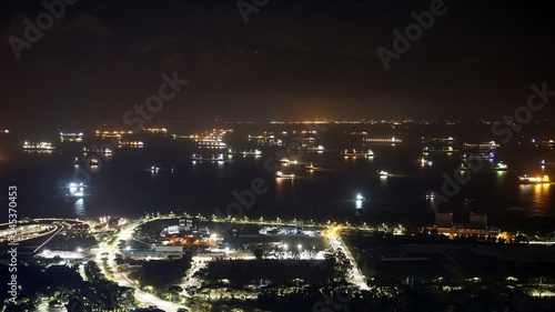 coastline of singapore in the night