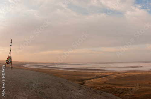 Beautiful view from Mount Bogdo at sunset, Russia photo