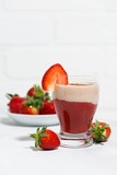 sweet strawberry yoghurt milkshake, vertical