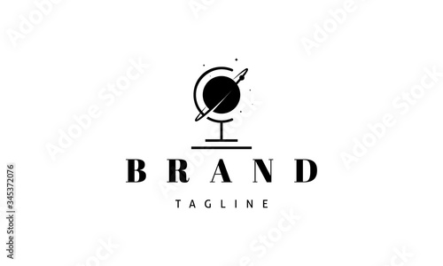 Vector logo on which an abstract image of a globus with an orbit.