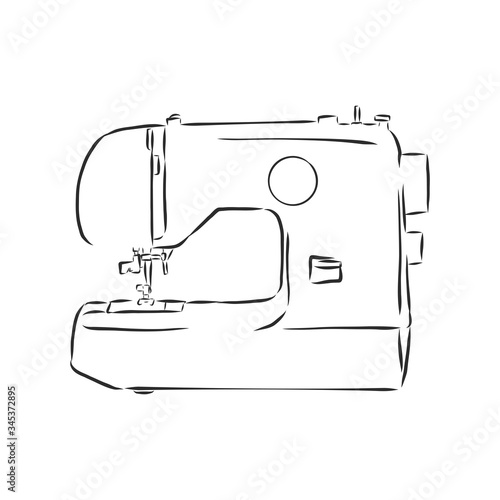 illustration of isolated sewing machine on white background. sewing machine vector sketch illustration