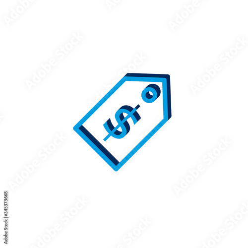 Price tag with dollar sign iconisometric. 3d sign isolated on white background.