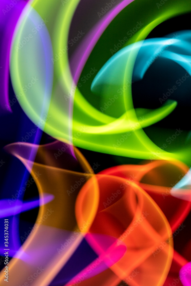 Naklejka premium Beautiful Vibrant Curve Wave Light Motion Background Smoke Style